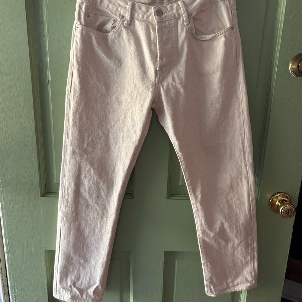 Officine Generale Cream Slim Straight Jeans